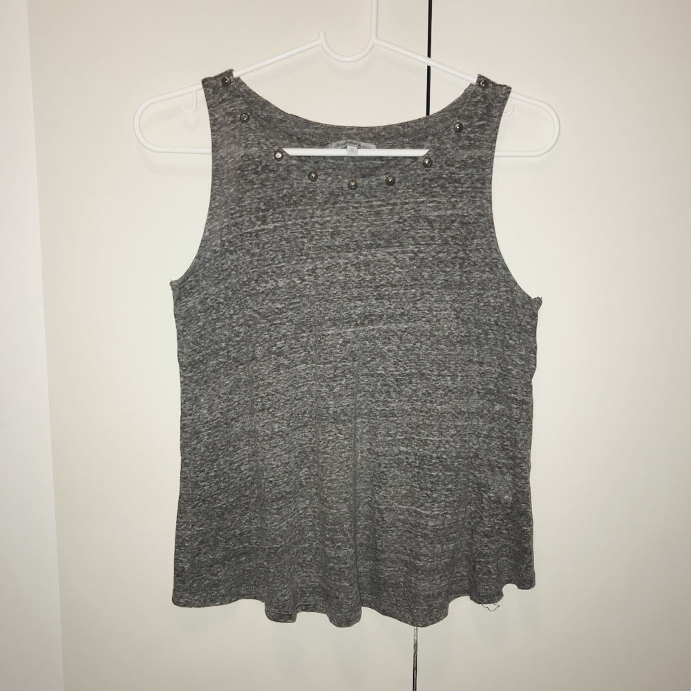 Gray Studded Tank Top with Tulip Back